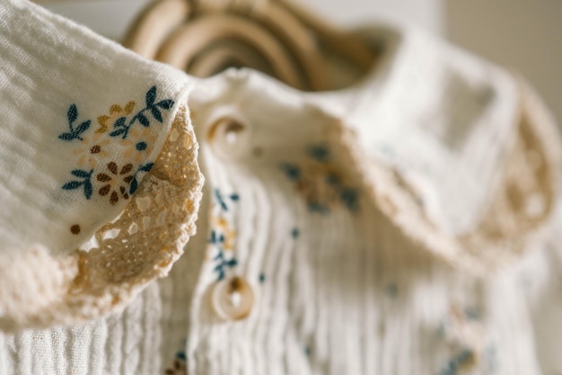 Zbliżenie haftu na tkaninie